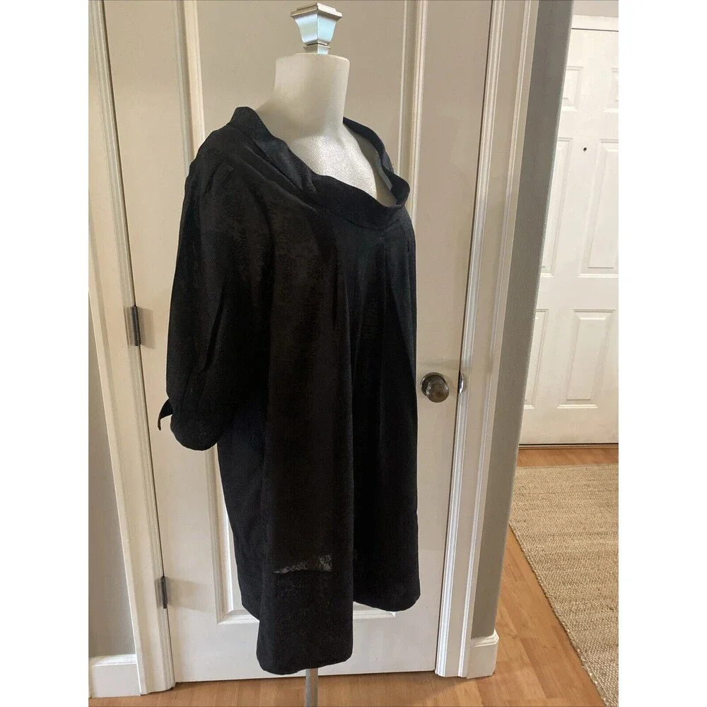 Noa Noa Black Blue Cotton Blend Tunic Short Sleeve Top Dress -Size XL‎